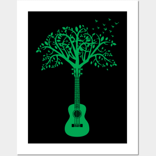 Ukulele Tree Green Posters and Art